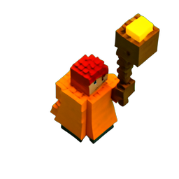 Mago do Fogo (Voxel) — sprite pixel art 256×256