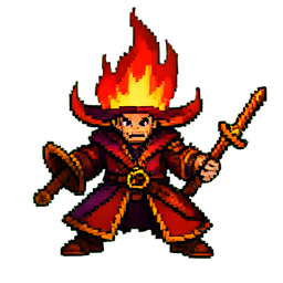 Fire Mage - 256x256 pixel art sprite