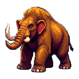 Feuer-Mammut (Pixel Art) — 256×256 Pixel-Art-Sprite