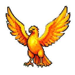 Pájaro Fénix de Fuego (Arte Pixelado) — sprite pixel art 256×256
