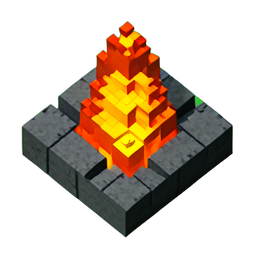 Feuerstelle (Voxel) — 256×256 Pixel-Art-Sprite