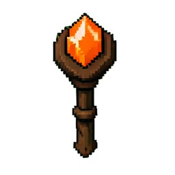 Fire Staff (16-Bit) - 256x256 pixel art sprite