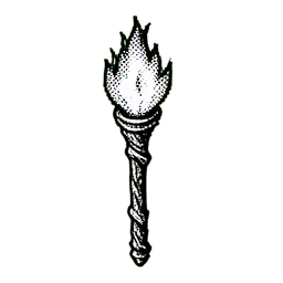 Cajado de Fogo (1-Bit) — sprite pixel art 256×256