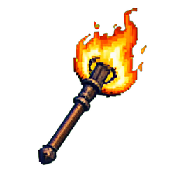 Feuerstab — 256×256 Pixel-Art-Sprite