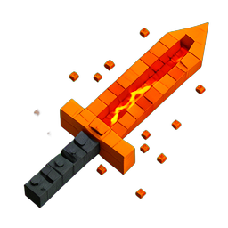 Fire Sword (Voxel) - 256x256 pixel art sprite