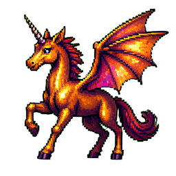 Unicórnio de Fogo (Pixel Art) — sprite pixel art 256×256