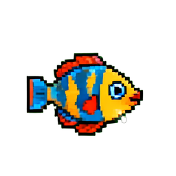 Fischschwarm-Glanz — 256×256 Pixel-Art-Sprite