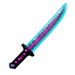 Fischschwert (Cyberpunk) — 256×256 Pixel-Art-Sprite