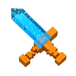 물고기 검 (Voxel) — 256×256 픽셀 아트 스프라이트