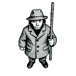 Fisherman (1-Bit) - 256x256 pixel art sprite