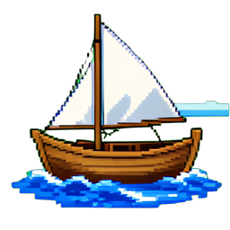 Fischbootmotor — 256×256 Pixel-Art-Sprite