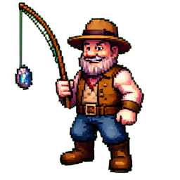 Altes Fischer — 256×256 Pixel-Art-Sprite