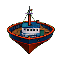 Barco pesquero — sprite pixel art 256×256