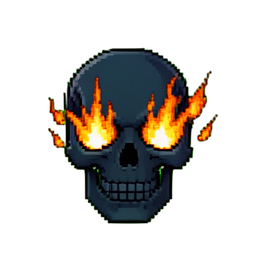 Flame Skull (16-Bit) - 256x256 pixel art sprite