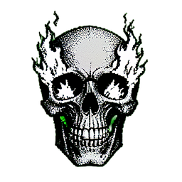 Flame Skull (1-Bit) - 256x256 pixel art sprite