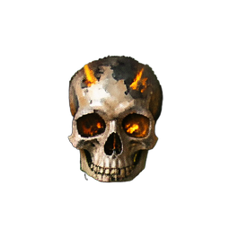 Crâne de Flamme (Atmosphérique) — sprite pixel art 256×256