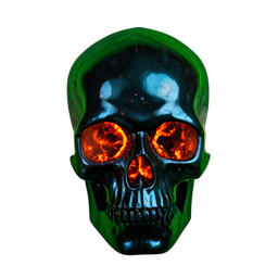 Flammenschädel (Cinematisch) — 256×256 Pixel-Art-Sprite