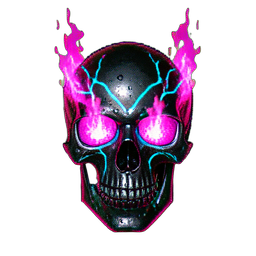 Flame Skull (Cyberpunk) — 256×256 pixel art sprite