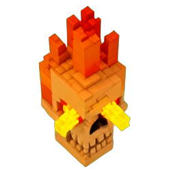 Flame Skull (Voxel) - 256x256 pixel art sprite