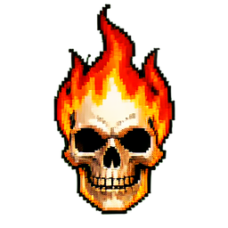 Flame Skull - 256x256 pixel art sprite