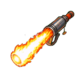 Flujo de chorro de llama — sprite pixel art 256×256