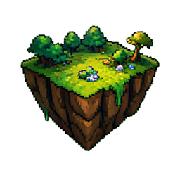 Schwebende Insel — 256×256 Pixel-Art-Sprite