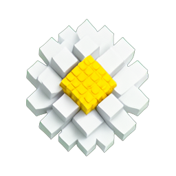 Flower Daisy (Voxel) - 256x256 pixel art sprite