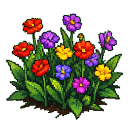 Campo de flores — sprite pixel art 256×256