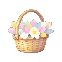 Cesta de Pétalas de Flor — sprite pixel art 256×256