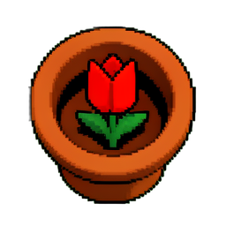 Vaso de flor (16-bit) — sprite pixel art 256×256