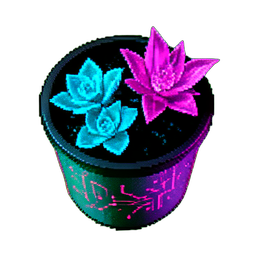 Flower Pot (Cyberpunk) — 256×256 pixel art sprite