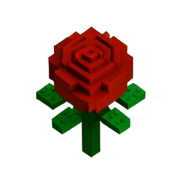 Flower Rose (Voxel) - 256x256 pixel art sprite