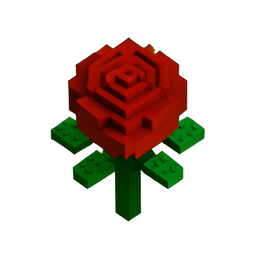 장미 (Voxel) — 256×256 픽셀 아트 스프라이트