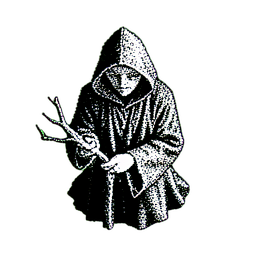 Druide de forêt (1-bit) — sprite pixel art 256×256
