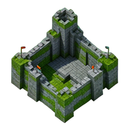 Festung (Voxel) — 256×256 Pixel-Art-Sprite