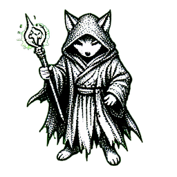 Fox Mage (1-Bit) - 256x256 pixel art sprite