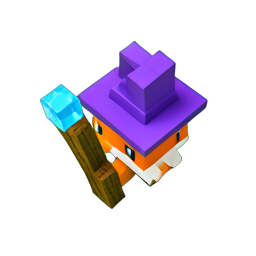 Fox Mage (Voxel) - 256x256 pixel art sprite