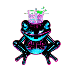 Froschprinz (Cyberpunk) — 256×256 Pixel-Art-Sprite
