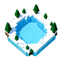 Frozen Pond (Voxel) - 256x256 pixel art sprite