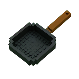 Frying Pan (Voxel) - 256x256 pixel art sprite