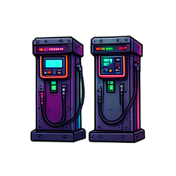Tankstellen-Doppelpumpe — 256×256 Pixel-Art-Sprite