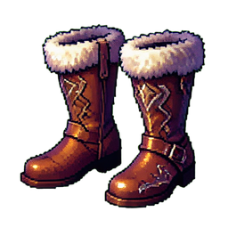 Bottes doublées de fourrure — sprite pixel art 256×256
