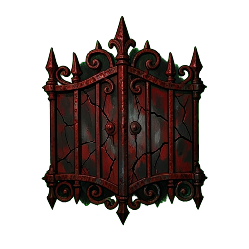 Portão de Ferro Oxidado — sprite pixel art 512×512