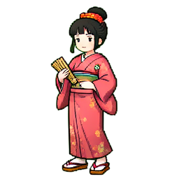 芸者の扇の折りたたみ — 256×256 ピクセルアートスプライト