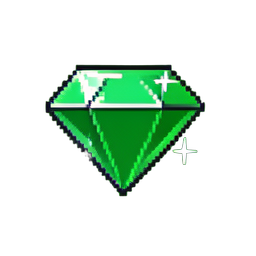 エメラルドカットの宝石 — 256×256 ピクセルアートスプライト