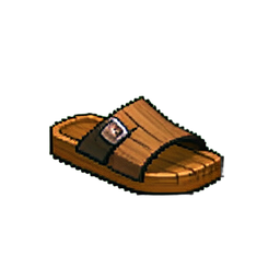 Sandales en bois — sprite pixel art 256×256