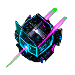 幽霊船 (サイバーパンク) — 256×256 ピクセルアートスプライト