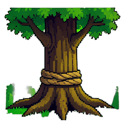 Tronc de chêne gigantesque noué — sprite pixel art 256×256