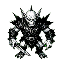 Goblin Krieger (1-Bit) — 256×256 Pixel-Art-Sprite