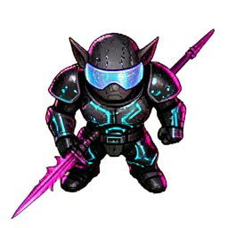 Guerrier Goblin (Cyberpunk) — sprite pixel art 256×256